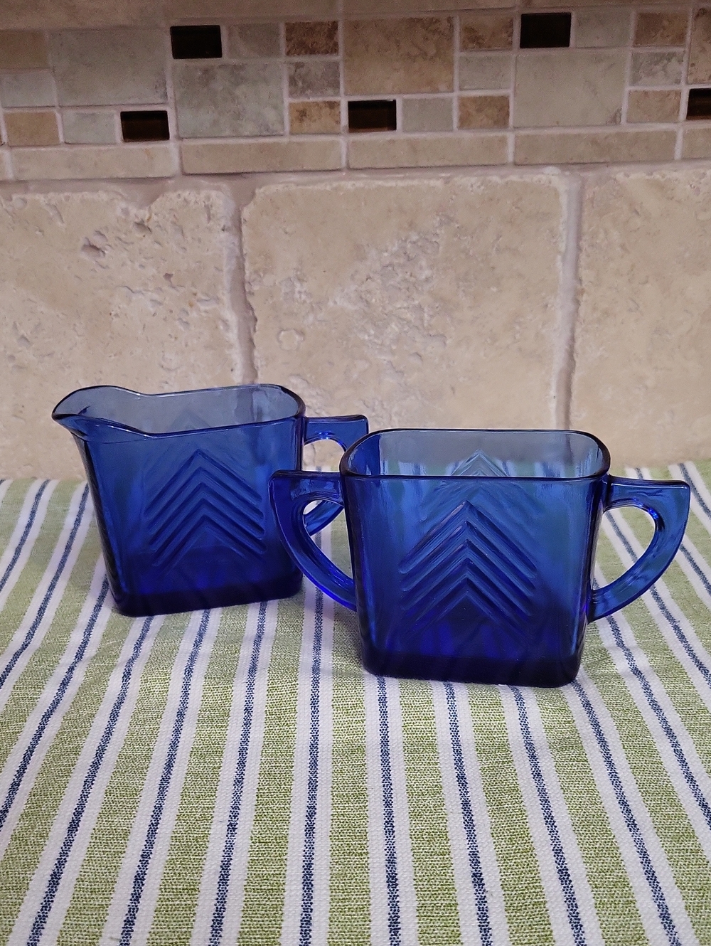 Vintage Hazel-Atlas Colbalt Blue Sugar And Creamer Set